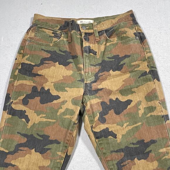 Madewell The High-Rise Slim Boyjean Women 27 Camo Camouflage Print Straight Leg - Picture 2 of 12